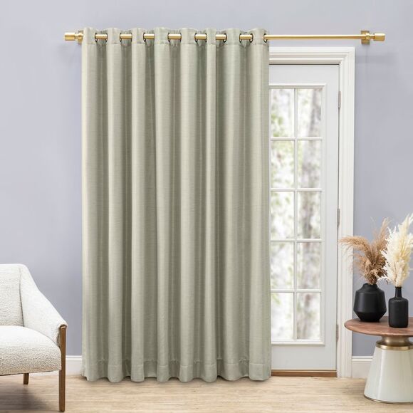 Ricardo Grasscloth Lined Grommet Patio Panel w/Wand 110x84 Sage